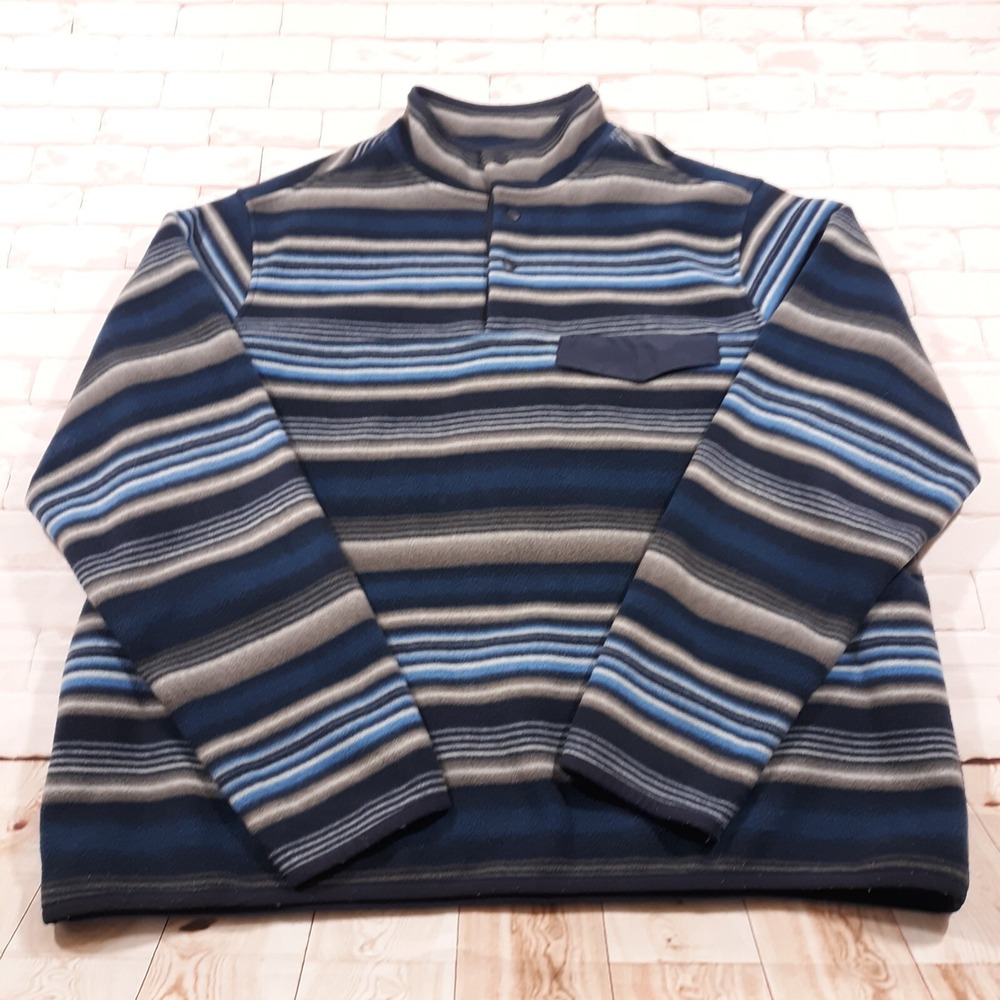 Southern Grit Fleece Sweater Polyester Mens 2XL Outdoor Snaps Blue Pullover